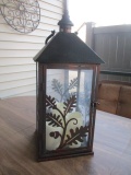 Metal Hanging Lantern with Three Battery Operated Candles