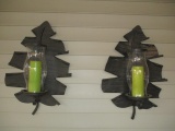Pair of Metal Leaf Candle Sconces