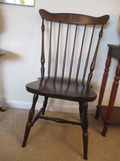 Hitchcock Spindle Back Chair with Gold Stenciled Grape Cluster Design