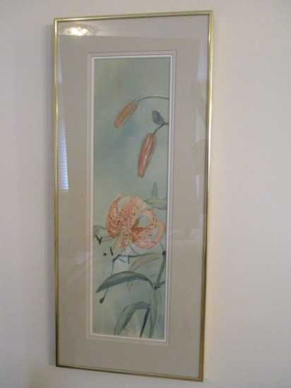 Signed Tiger Lily Watercolor by Colussi