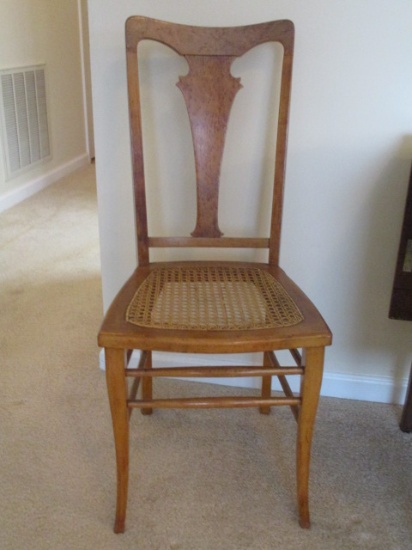 Antique Birdseye Maple Side Chair with Caned Seat
