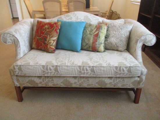 Custom Upholstered Settee with Accent Pillows