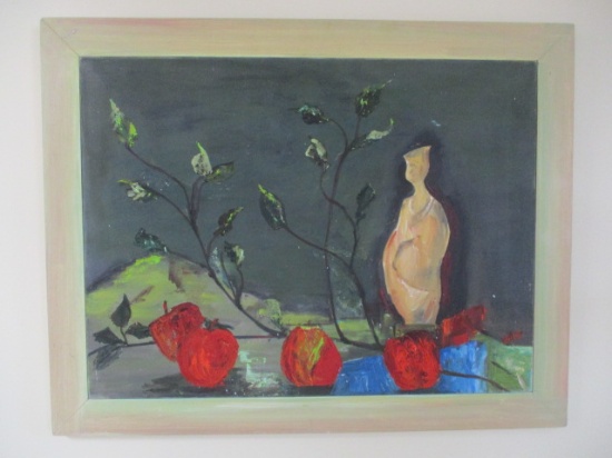 Original Oil on Canvas of Lady Form with Apple Branch by Beula Bickle