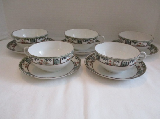 Five Made in Japan Bone China Teacups and Saucers