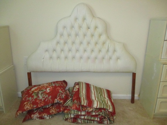 1960's Style Queen Size Vinyl Tufted Head Board and Home Accents Queen