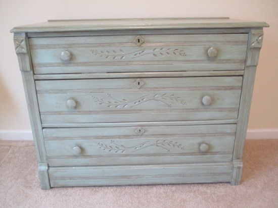 Green Washed 3 Drawer Chest