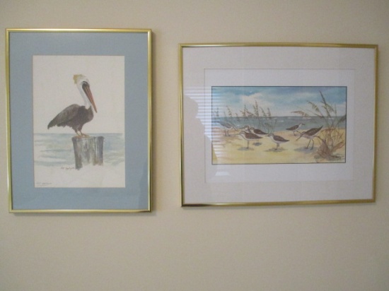 Two Signed and Numbered Ocean Bird Watercolor Prints by Pat Applegate