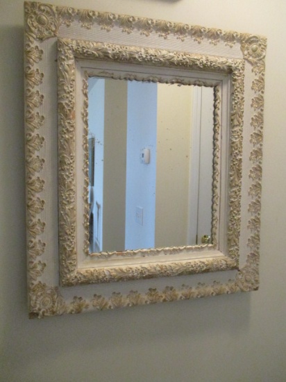 Ornate Painted Wood Framed Mirror