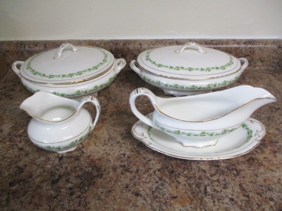 Edwin M. Knowles China Co. Creamer, Round Covered Dish, Oval Covered