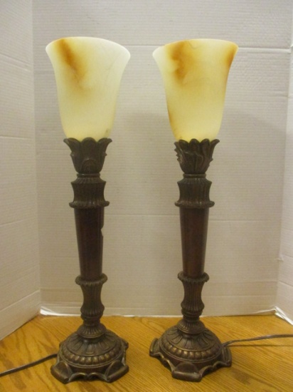 Pair of Torchiere Buffet Lamps