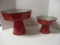 Two Creative Co-Op Round Distressed Red Decorative Metal Pedestals