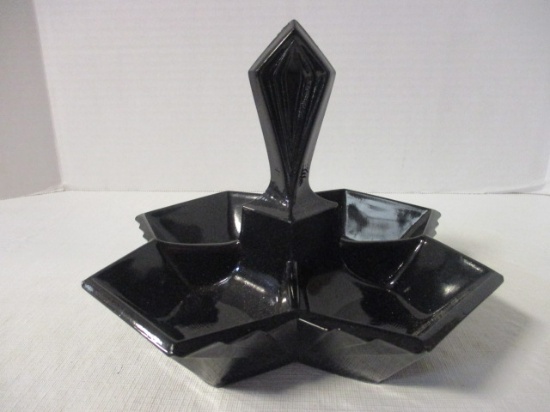 Indiana Glass Black Pyramid Four Section Serving Dish