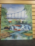 Signed Falls Park Painting on Canvas
