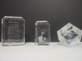 Three 3D Laser Etched Paperweights