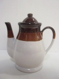 Brown and White Pottery Coffee Pot