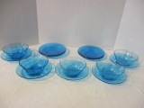 16 Pieces Fairfax Electric Blue Fruit Bowls and Plates