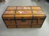 Wood Trunk with Hand Painted Flowers