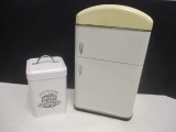 Hallmark Refrigerator Shoebox Magnet Display and Vintage Home Coffee Canister