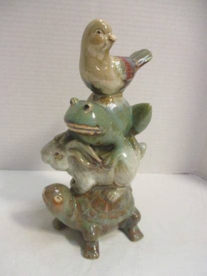 Glazed Pottery Stacked Woodland Creatures