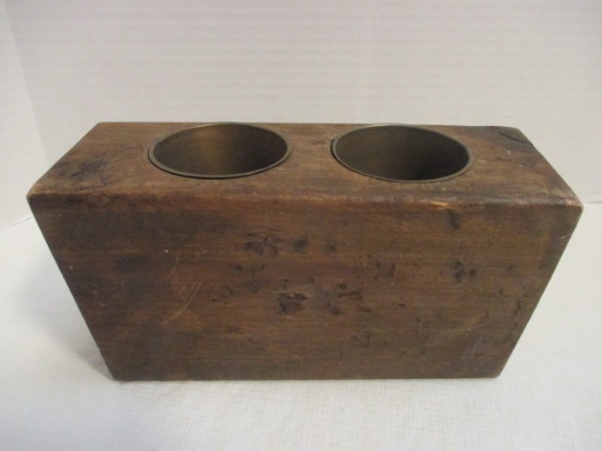 Wooden Candle Mold With Metal Inserts