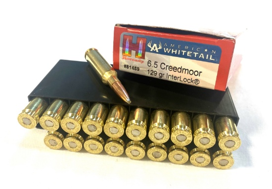 NIB 20rds. of Hornady 6.5 Creedmoor 129gr. Interlock Brass Ammunition