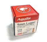 NIB 300rds. of Aguila 9mm Luger 115gr. FMJ Brass Ammunition
