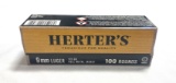 NIB 100rds. of Herter's 9mm Luger 115gr. FMJ Brass Ammunition