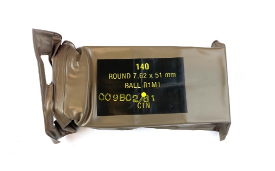 Sealed 140 Rounds of  7.62x51mm (.308 Win) BALL R1M1 SA Ammunition Battle Pack