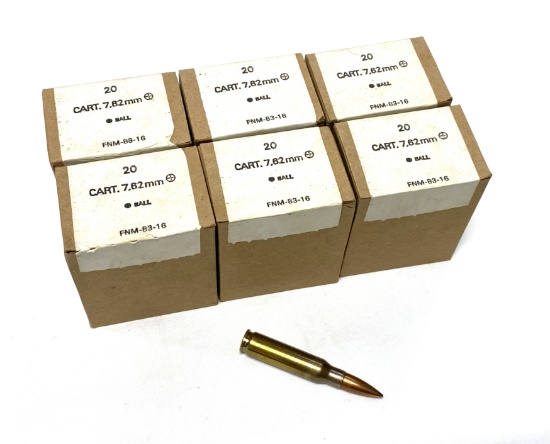 120rds. of 7.62x51mm NATO (.308 Win.) BALL FNM-83-16 Ammunition