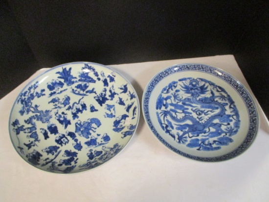 Two Blue/White Signed Chinese Plates