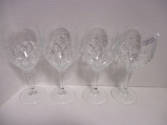 Four Oneida York Crystal Wine Glasses