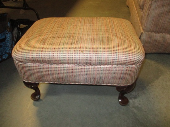 Upholstered Foot Stool/Ottoman with Queen Anne Style Legs