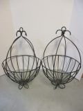 Pair of  Vinyl Coated Metal Hanging Planters