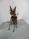 Metal Yard Art Cat with Bobble Head