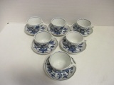 Six Blue Danube Demitasse Cups/Saucers