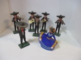 Vintage Chalkware Mariachi Band and Dancers Figurines