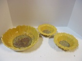 Three Pottery Sunflower Bowls