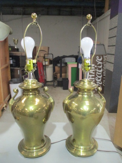 Pair of Brass Urn Style Table Lamps