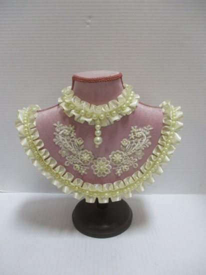 Beaded Velvet And Ribbon Decorative Neckline On Stand