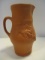 Vintage Moldova Pottery Clay Pitcher with Grape Cluster Motif
