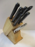Chicago Cutlery Wood Knife Block, Four Stainless Steel Chicago Cutlery Steak Knives,