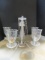 5-Arm Glass Chandelier With Cut-Glass Bobeches And Beaded Swag