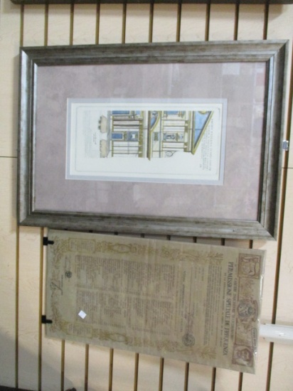Framed & Matted Architectural Print And Unframed Roman Laws