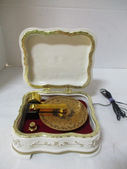 Mr. Christmas Porcelain & Brass Disc Music Box With 1 Disc