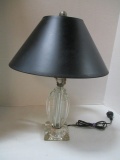 1930's - 40's Art Deco Tri-Handled Glass Bomb Lamp With Shade
