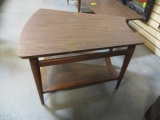 Lane Mid-Century Side Table With Cane Undershelf