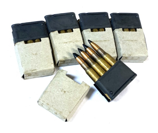 40 Rounds of .30 Caliber (.30-06 SPRG.) Black Tip AP Rounds in 8rd. Enbloc Clips