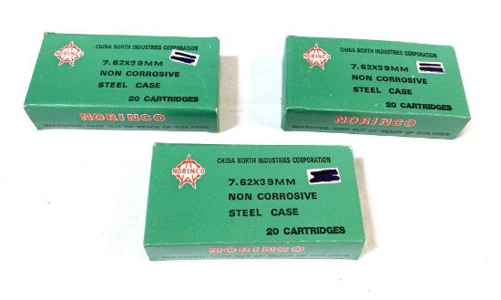 53 Rounds of 7.62x39mm Ammunition - Norinco Non Corrosive Steel Case