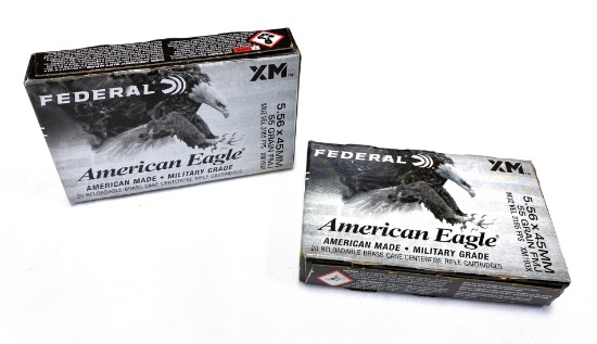 NIB 40rds. of 5.56x45MM - American Eagle 55gr. FMJ Brass Ammunition