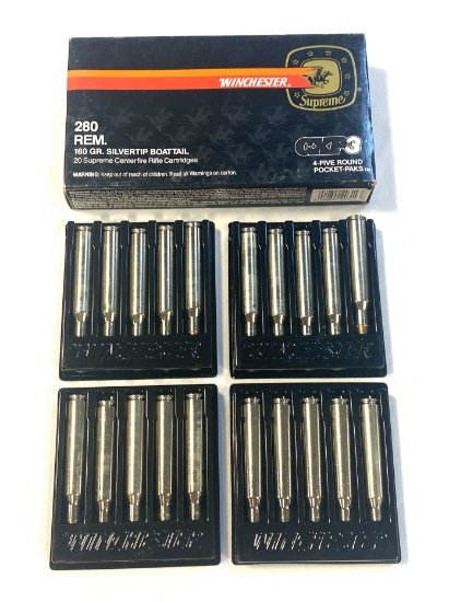 NIB Rare 20rds. of .280 REMINGTON - Winchester Supreme Black 160gr. Silvertip BT Ammunition
